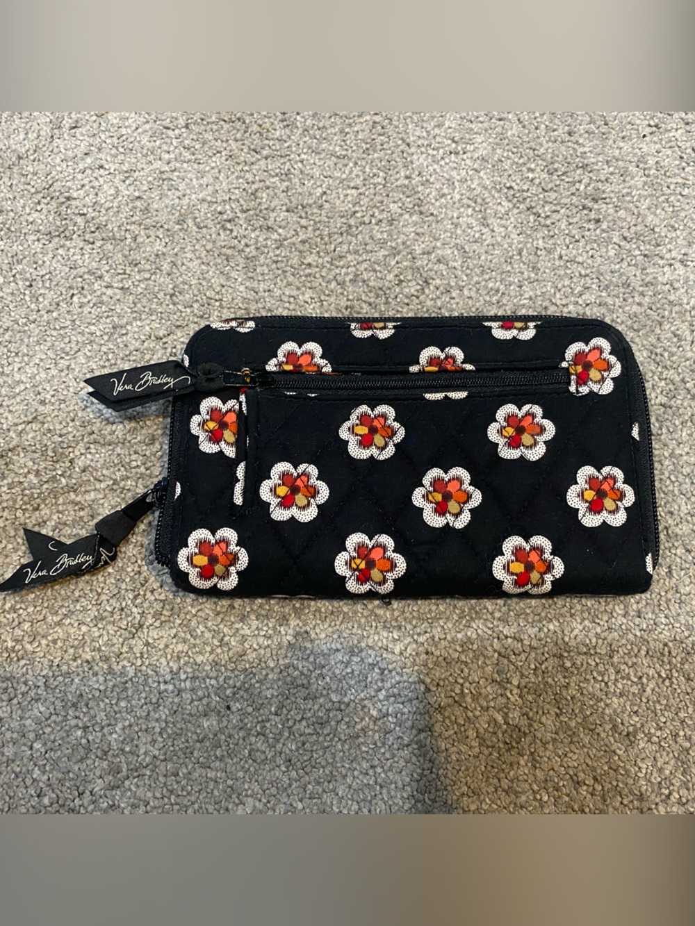 Vera Bradley Black Floral Retired Pirouette Style Wallet